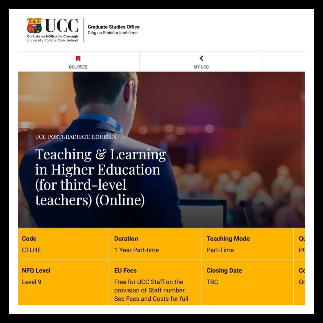 Postgraduate Certificate in Teaching and Learning (2022-2023)